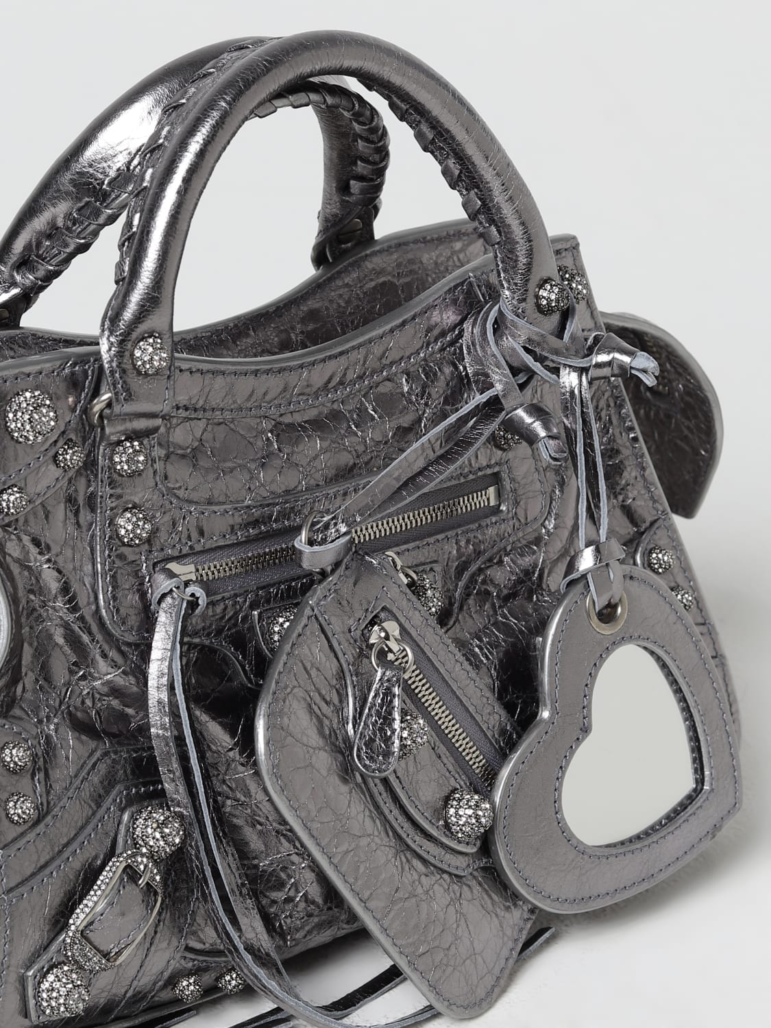 Balenciaga City Classic Studs Bag Metallic Leather Medium at