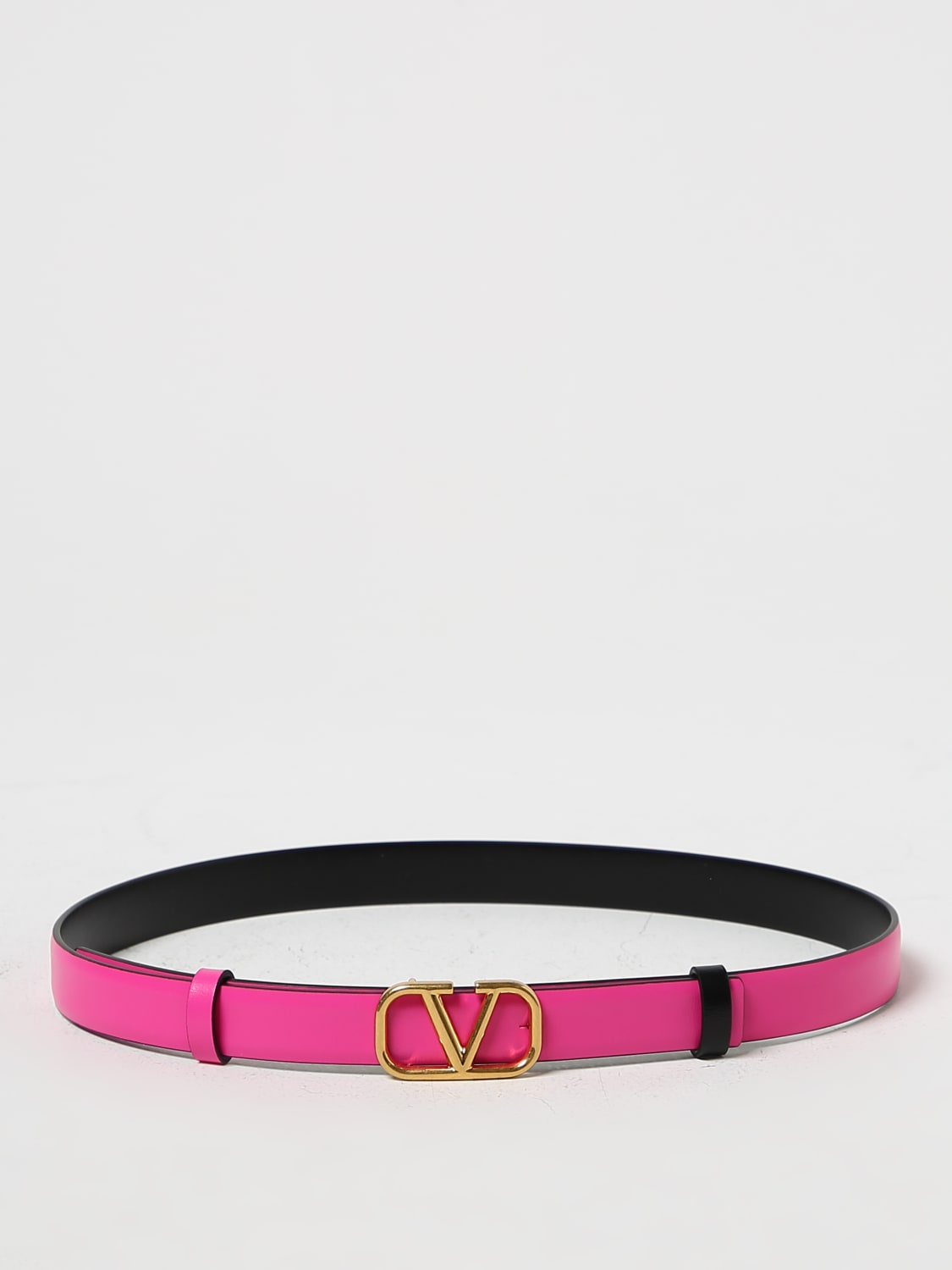 Valentino Garavani Vlogo Leather Belt In Pink