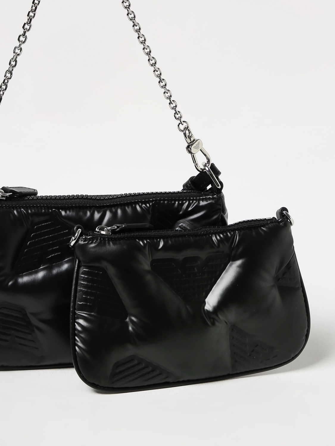 Emporio Armani Black Logo-Embossed Leather Crossbody Bag