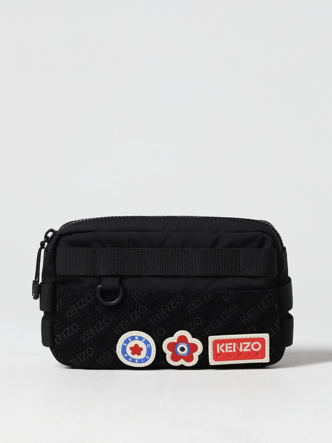 KENZO: Jungle bum bag in nylon with patch - Black | Kenzo belt bag ...
