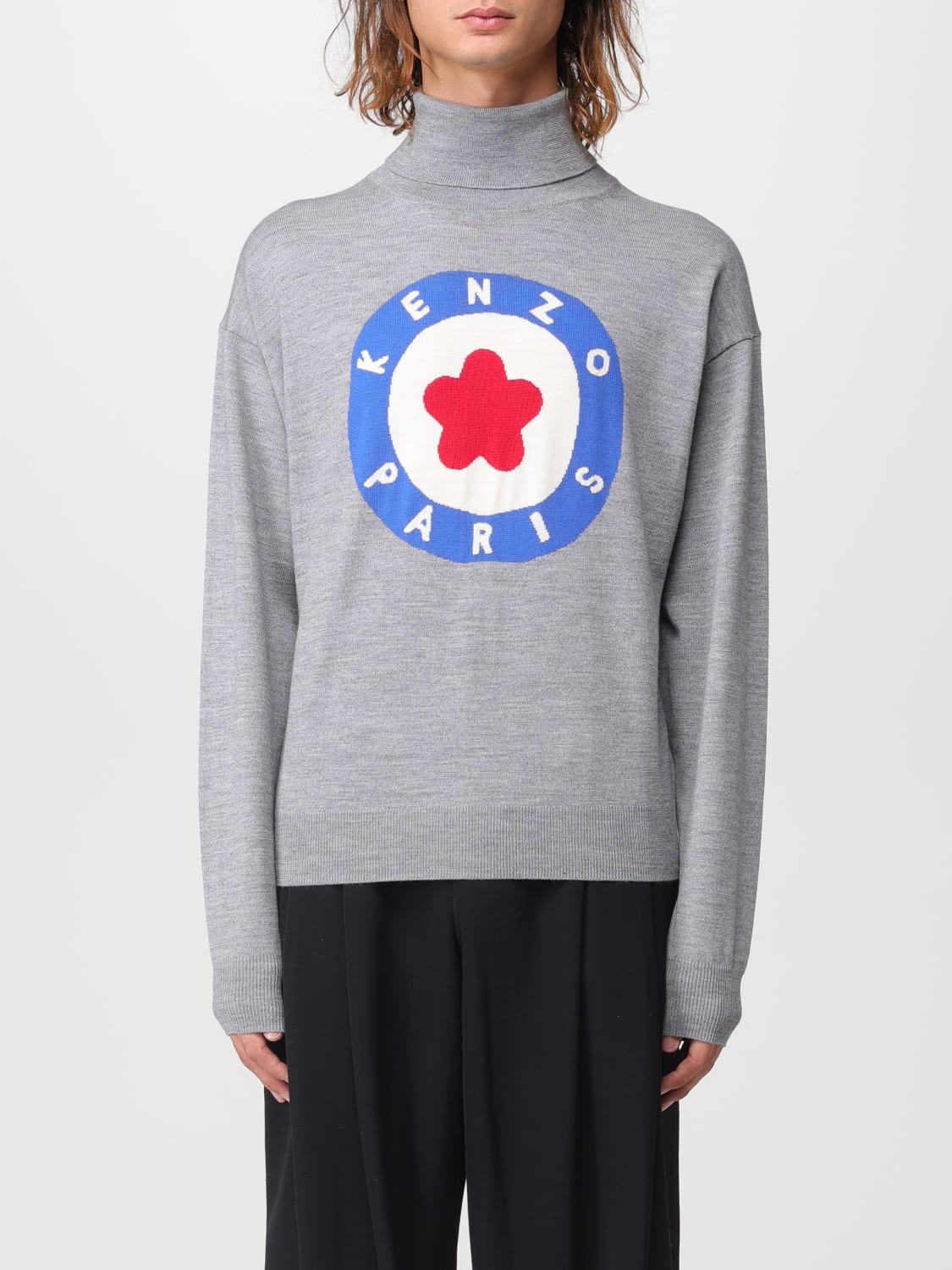 Kenzo Wool Crewneck Sweater with Jacquard K Logo Size L