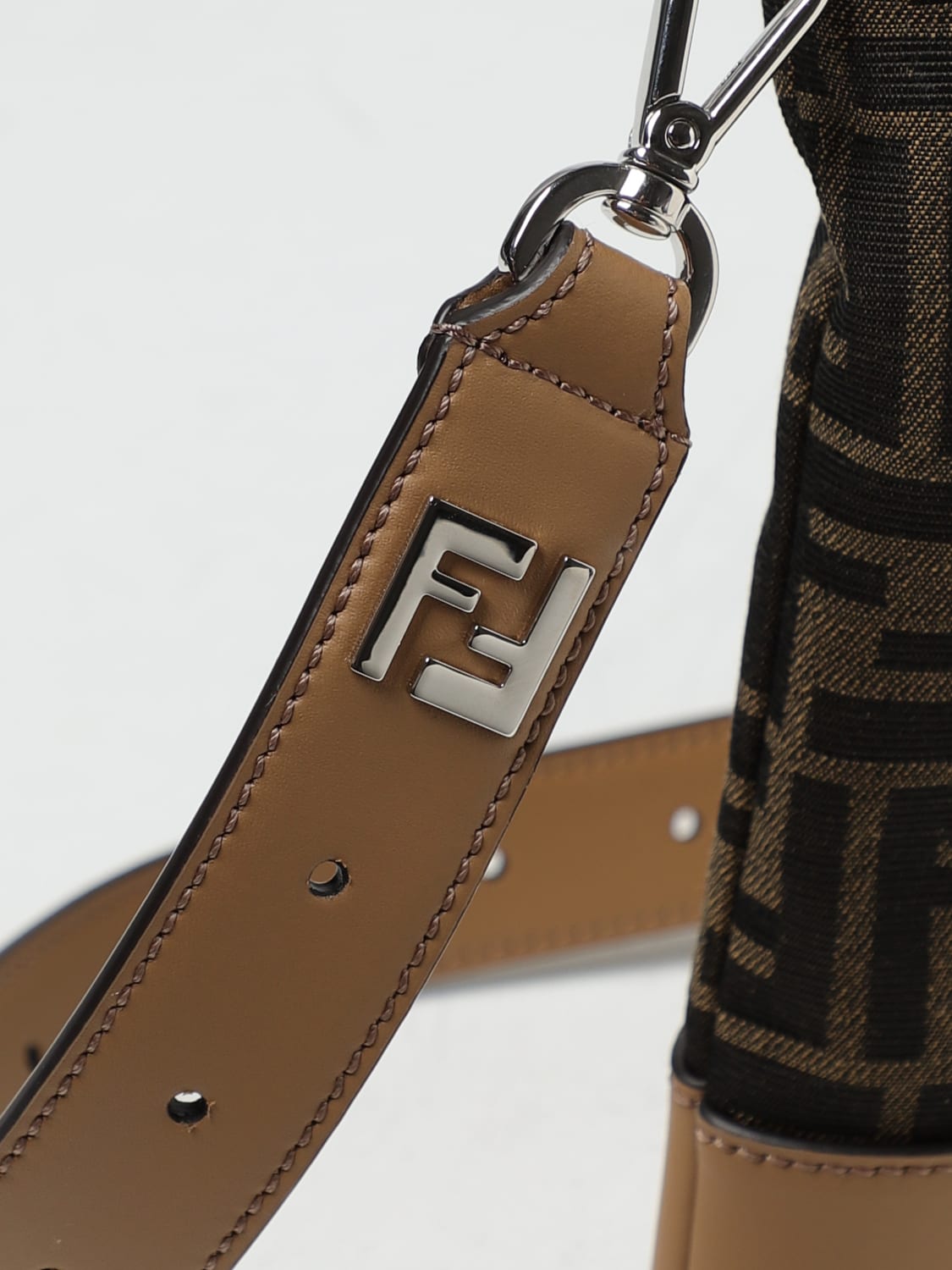 Fendi Baguette FF Brown Fabric Phone Bag