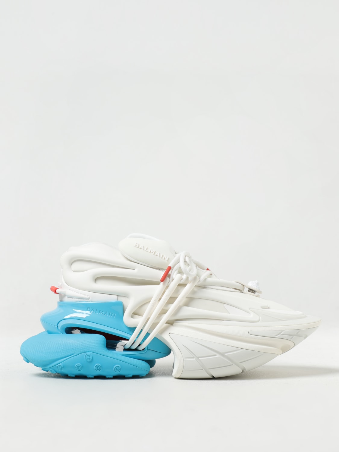 BALMAIN: Unicorn sneakers in neoprene and - White Balmain BM1VJ309KFNC online at