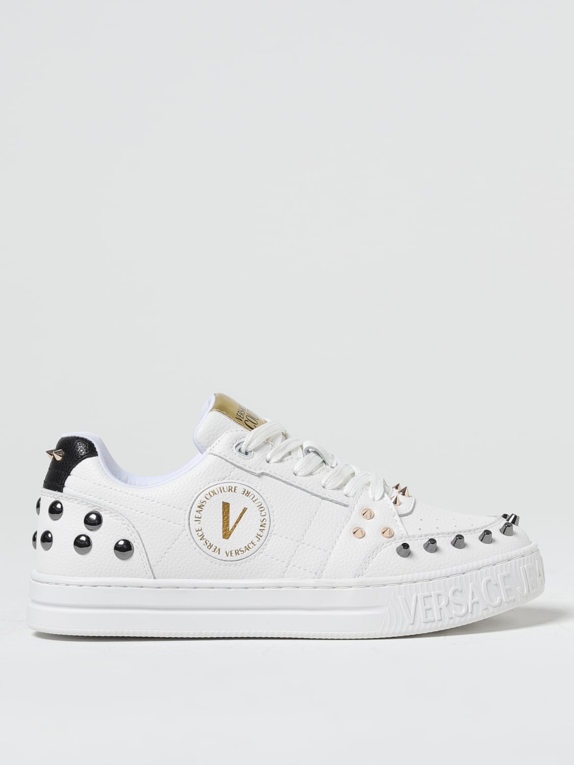 Sneakers Versace Jeans Couture in pelle a grana con borchie