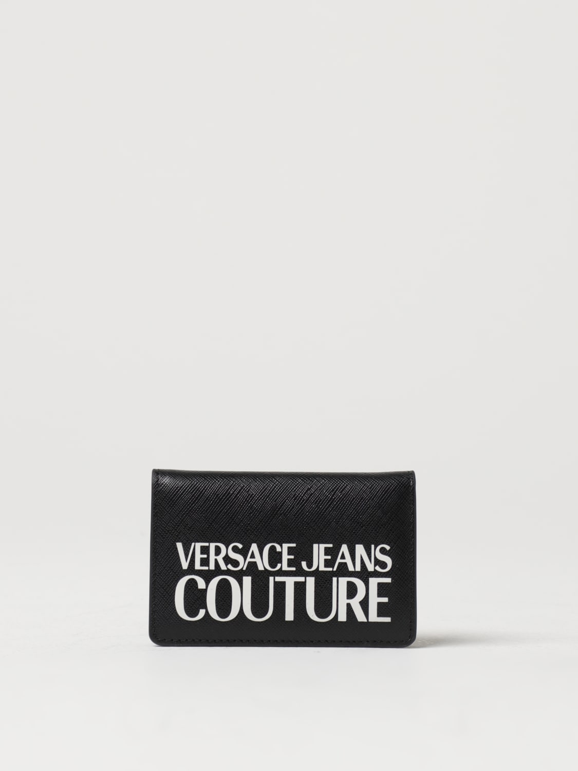 VERSACE JEANS COUTURE: credit card holder in saffiano leather with logo ...