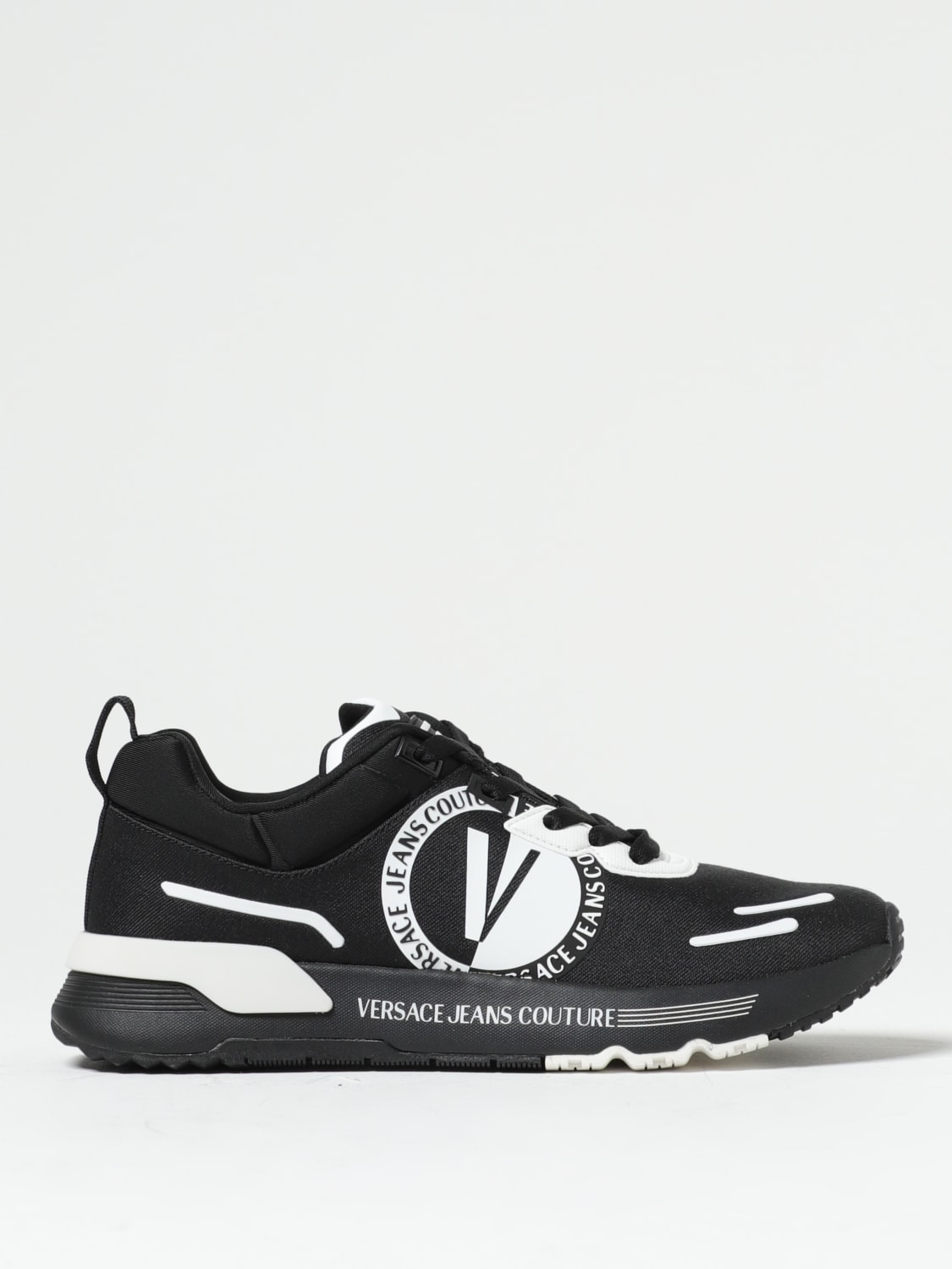 VERSACE JEANS COUTURE: sneakers in mesh and rubber - Black | Versace ...
