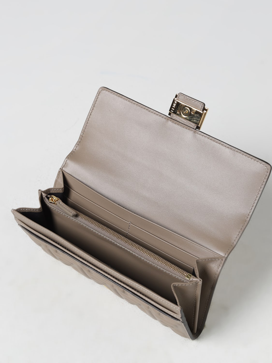 FENDI: Continental Baguette wallet in leather with embossed FF