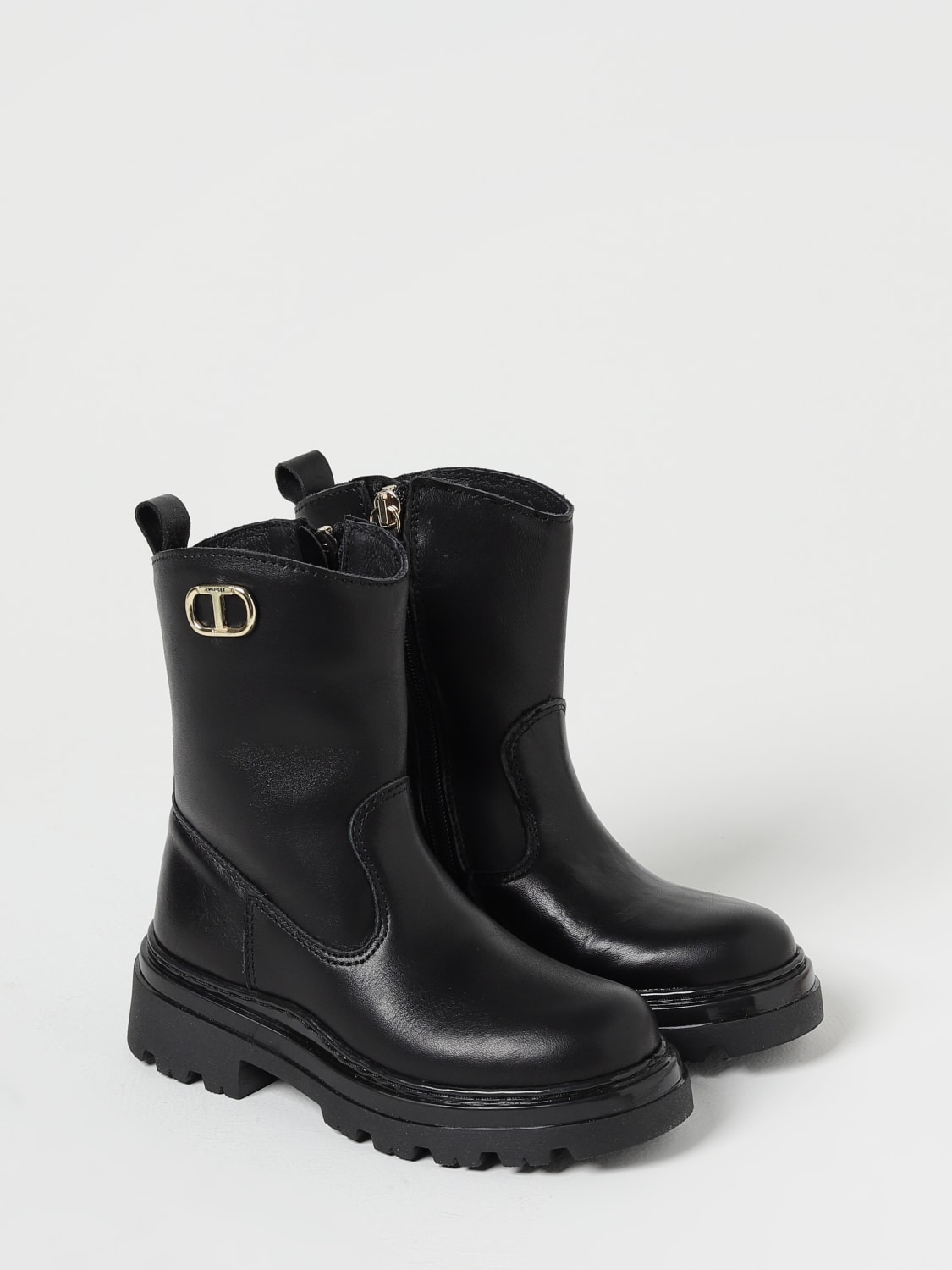 Biker boots with Oval T logo all over Woman, Black