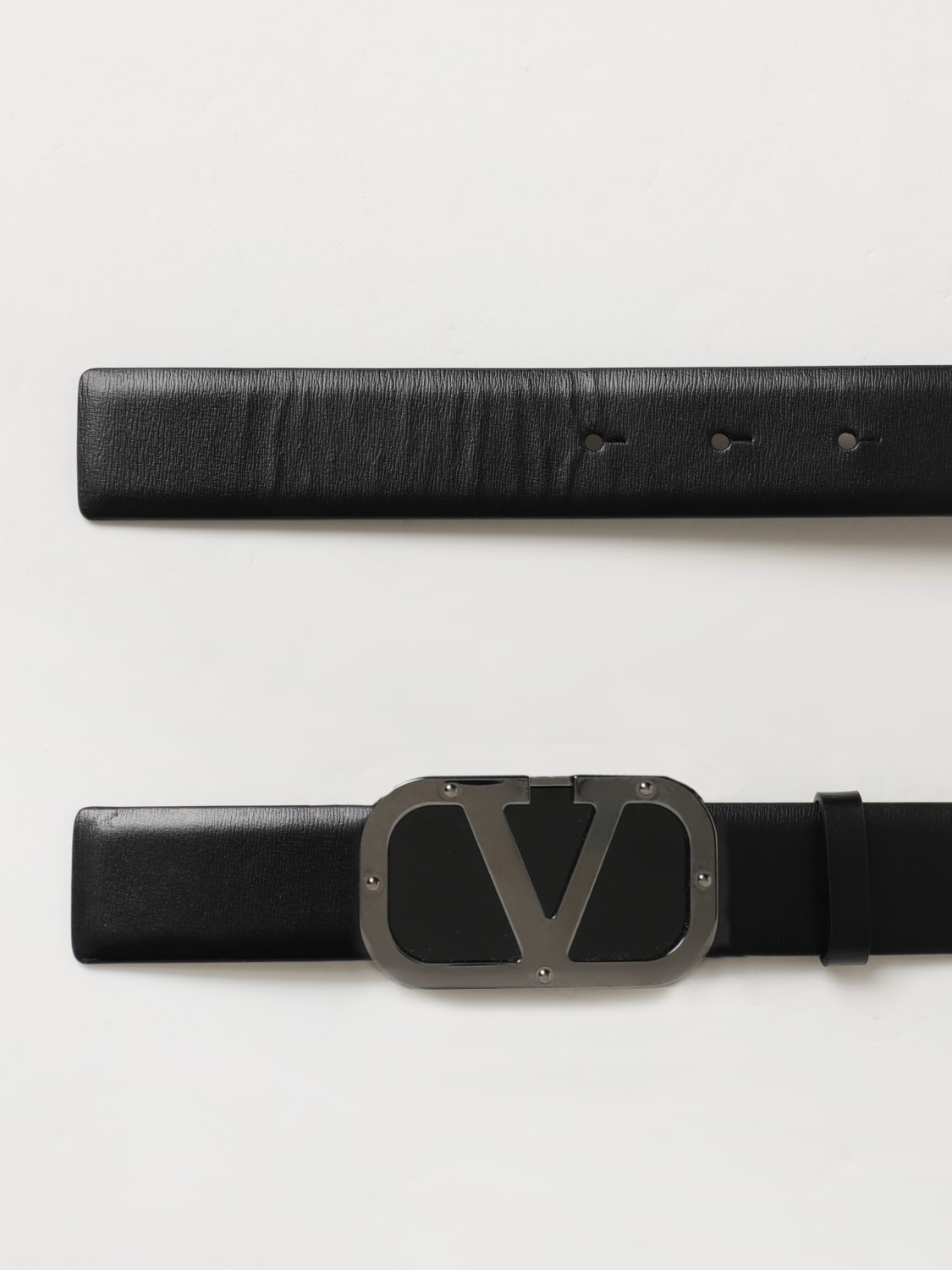 Valentino Garavani 3cm V-Logo Leather Belt Black