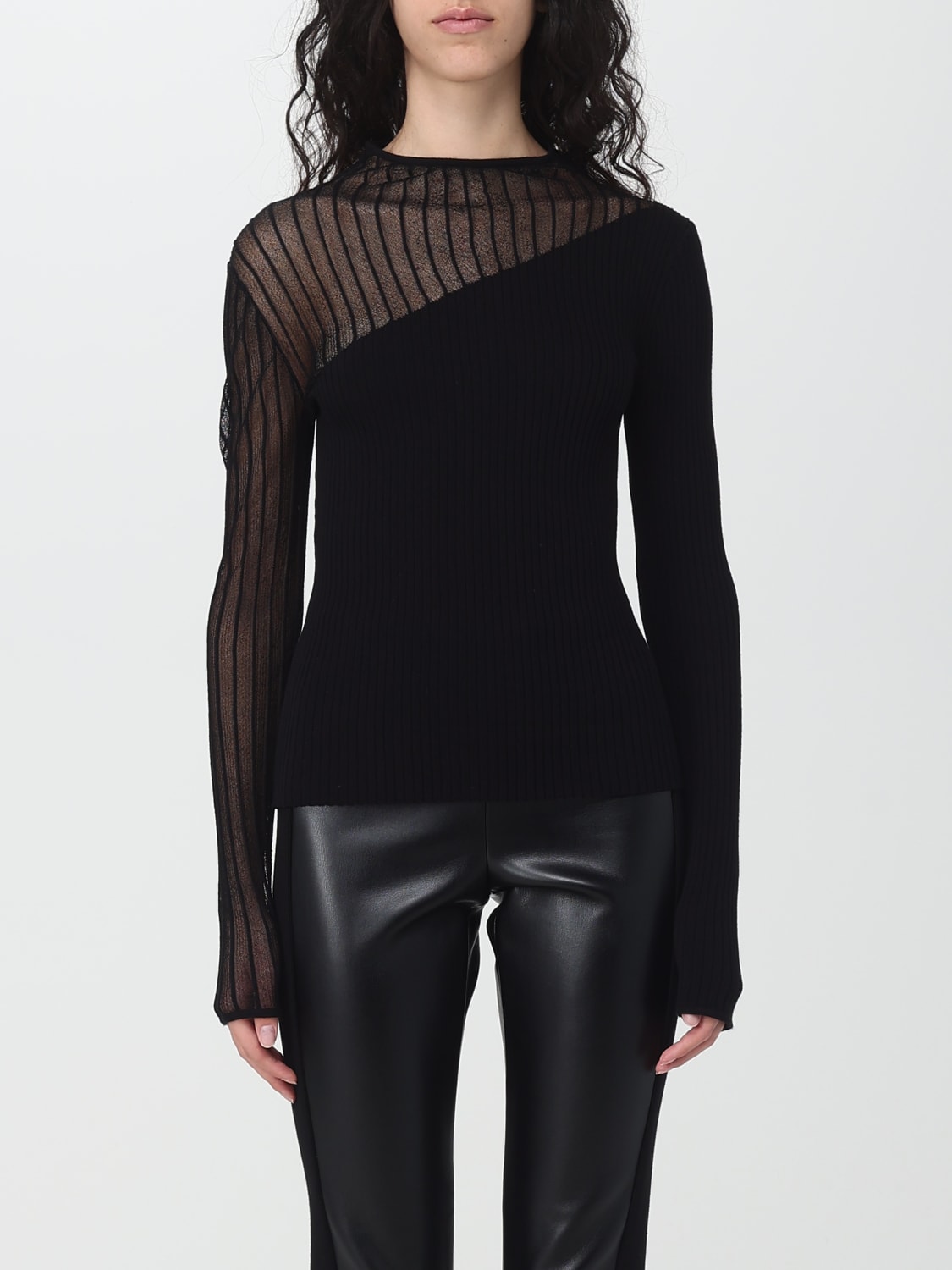 Patrizia Pepe Monogram-jacquard Crew-neck Jumper in Black