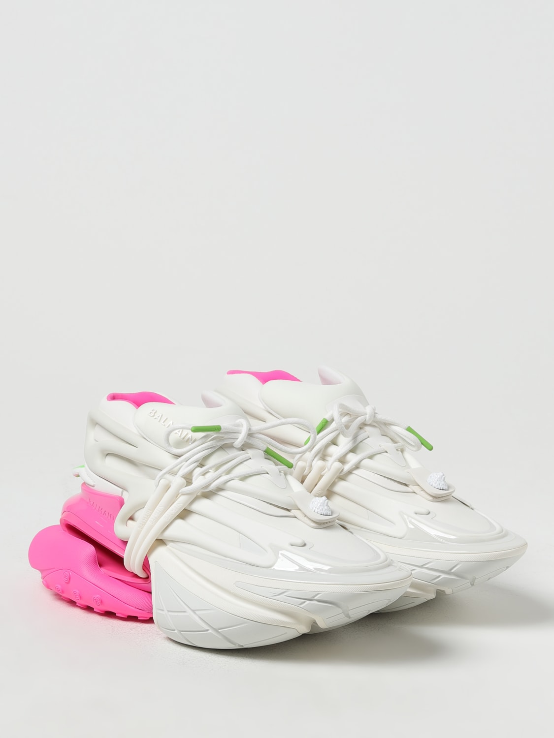 Balmain - Women's Unicorn in Neoprene and Leather Low-top Sneakers - Pink - Sneakers - 37