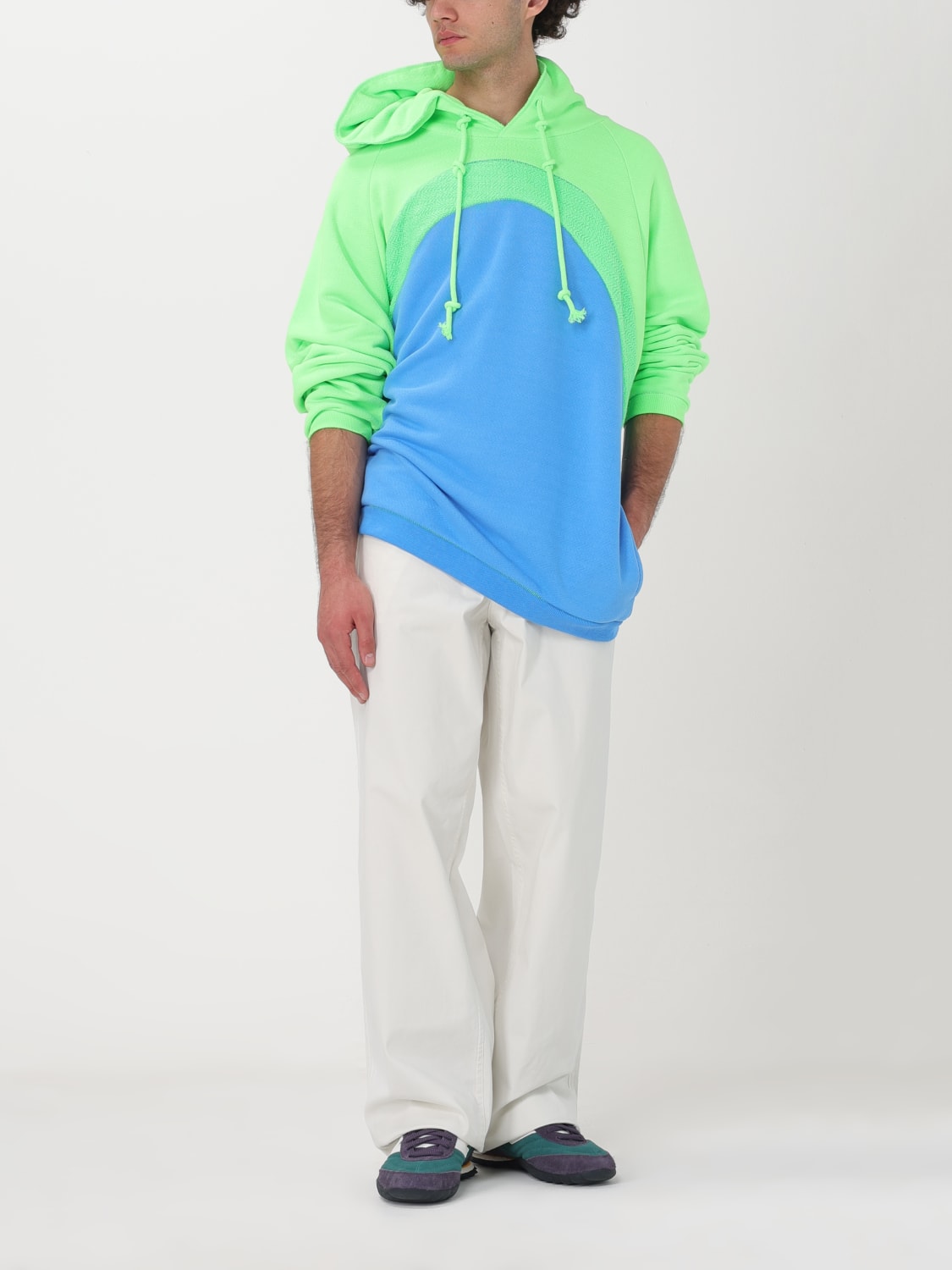 ERL Blue/fluo Green Hoodie for Men