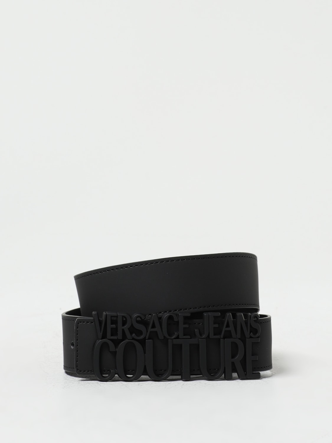 Versace Lettering Logo Buckle Belt In Black