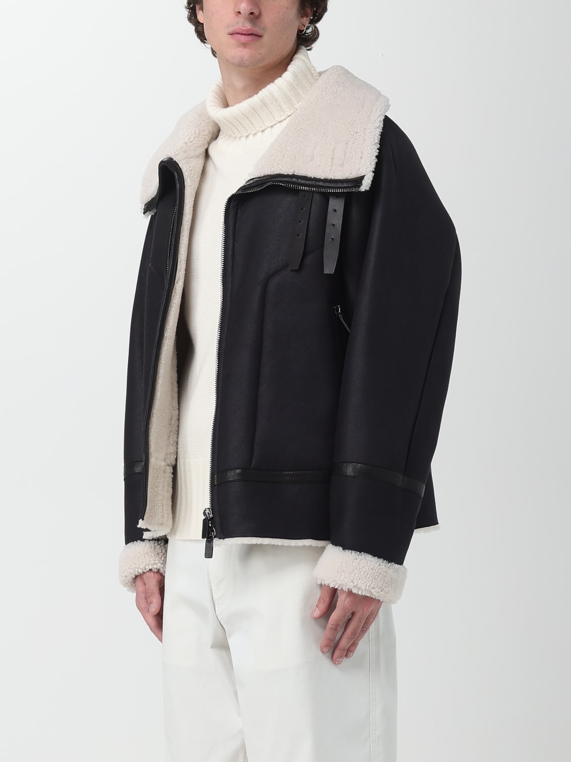 Emporio Armani Shearling Jacket in Black for Men