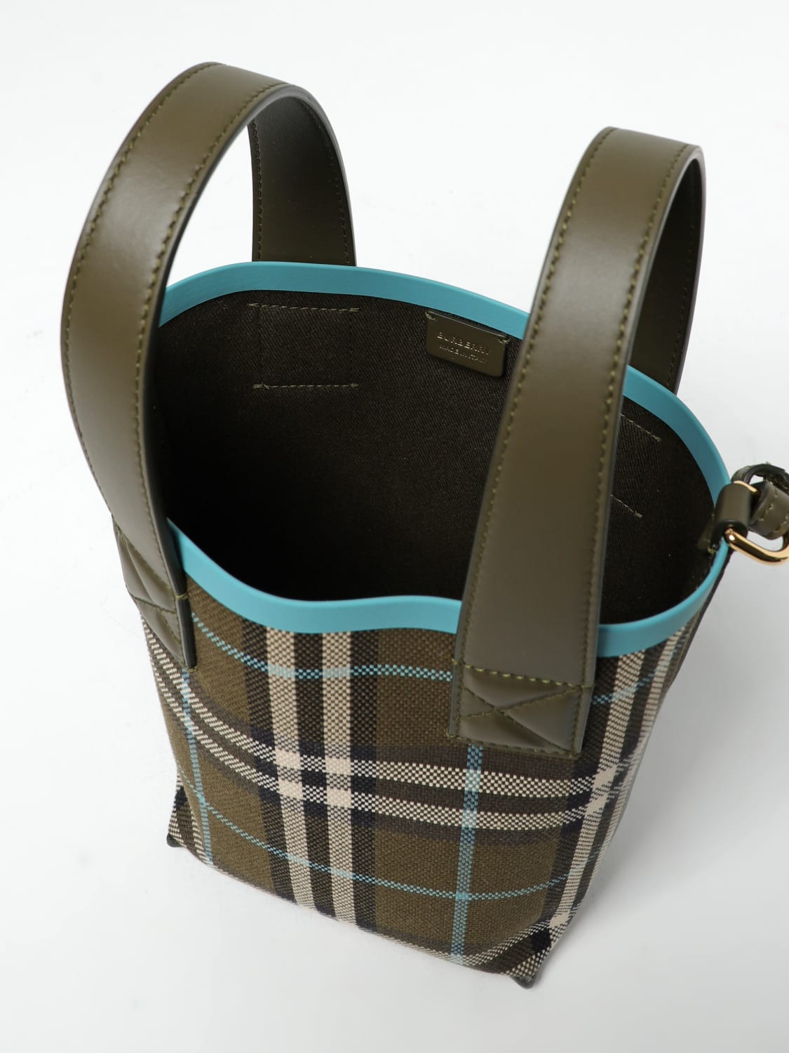 Mini Bucket Bag Vintage Plaid Pattern Adjustable Strap