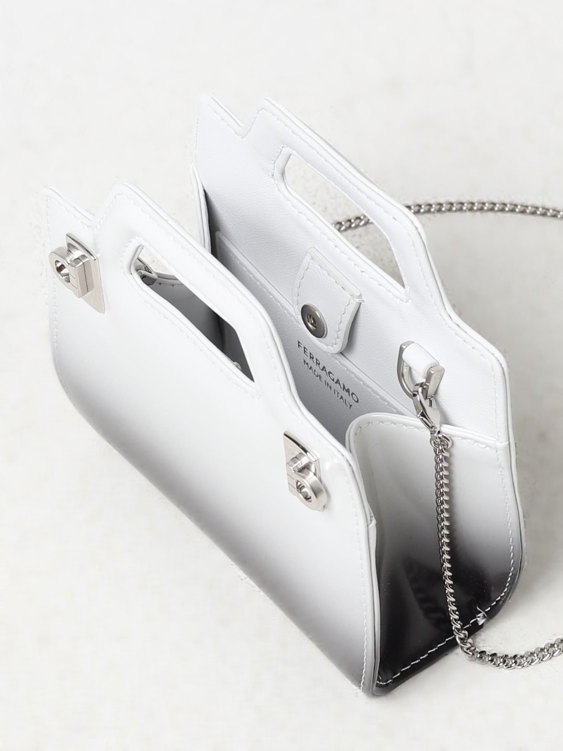 White Brushed Leather Shoulder Bag