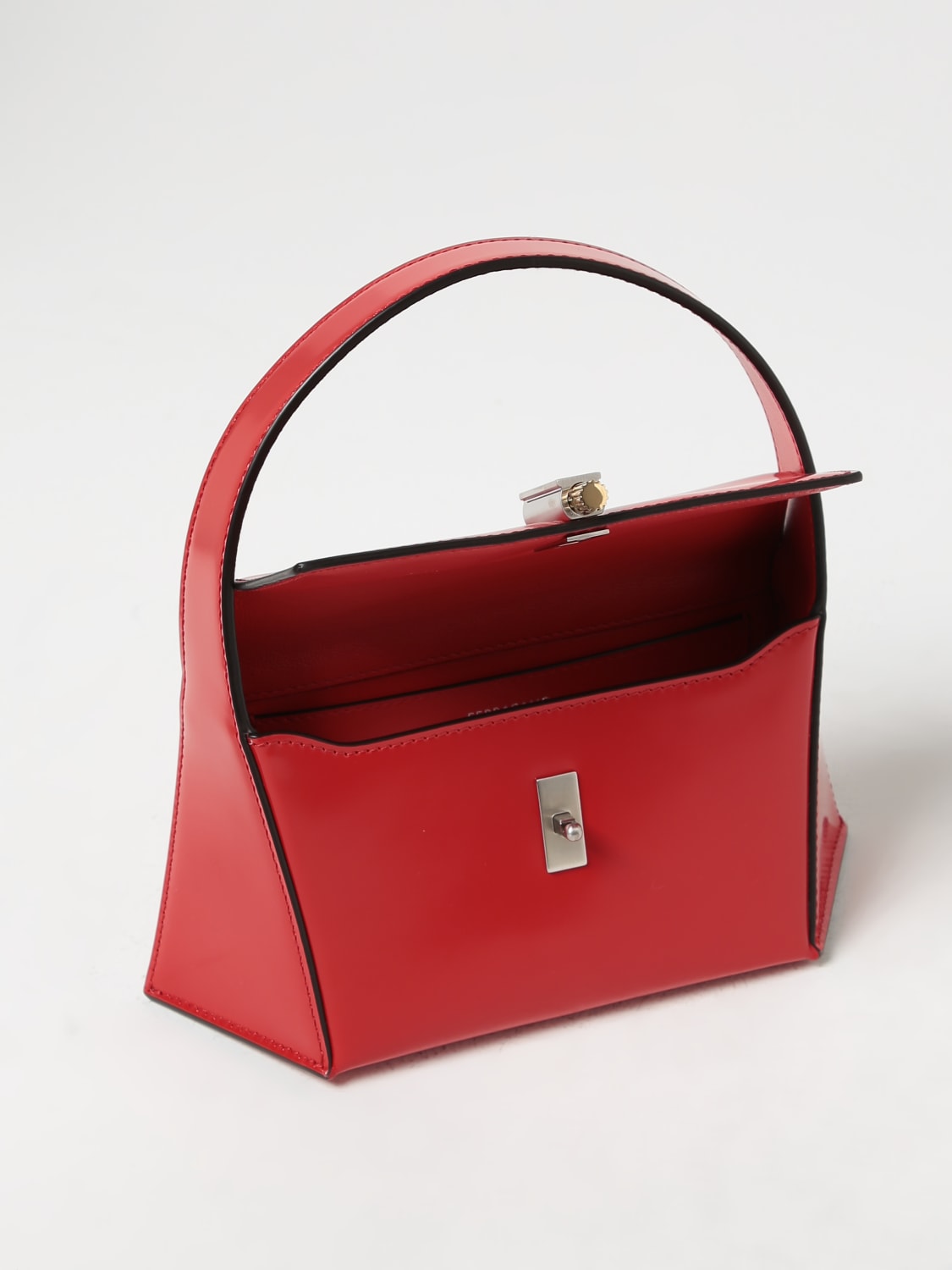 FERRAGAMO: Prisma Mini bag in brushed leather - Red | Ferragamo handbag ...