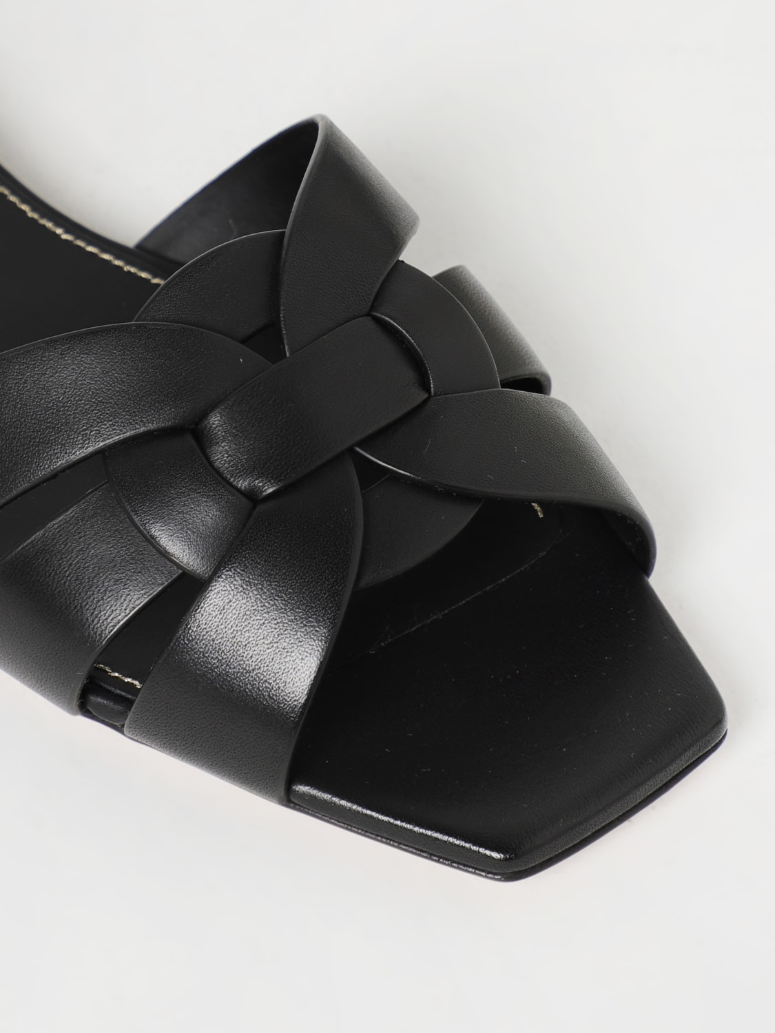SAINT LAURENT: leather sandals - Black | Saint Laurent flat sandals ...