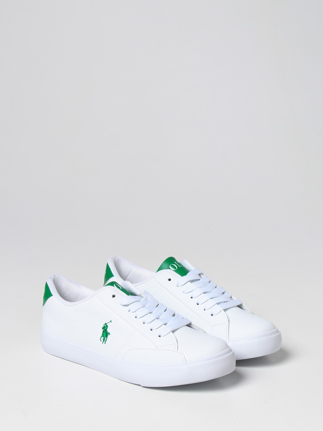Polo Ralph Lauren Outlet: sneakers synthetic leather - White | Polo Ralph Lauren RF103547 online at GIGLIO.COM