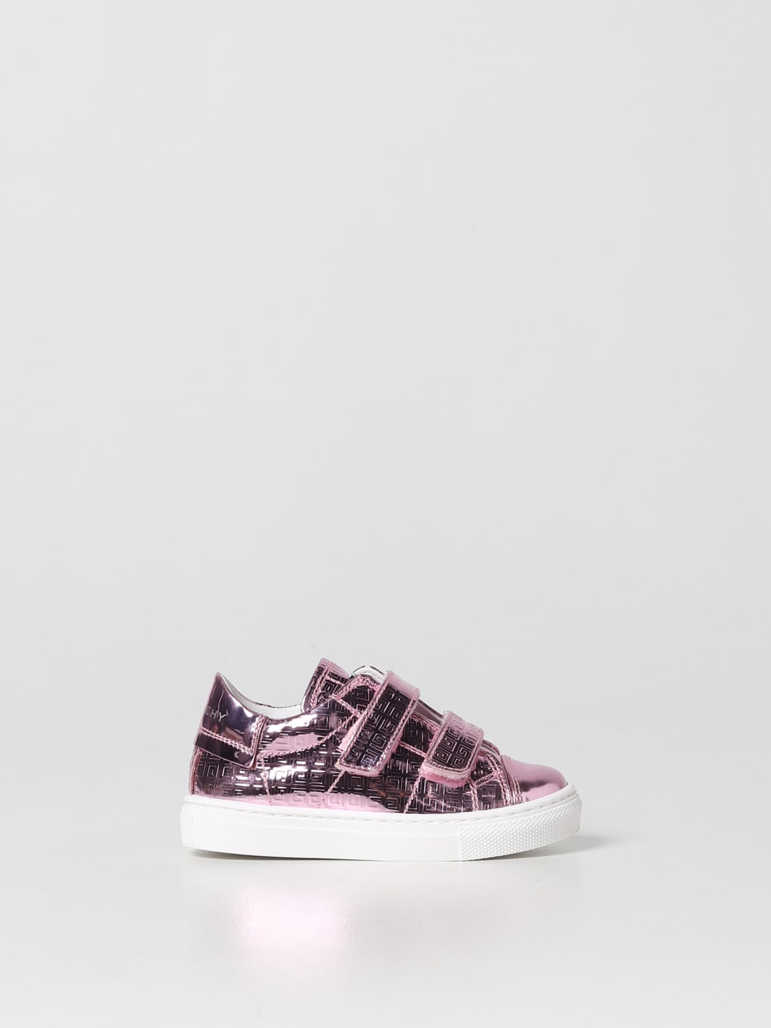 Givenchy Girls Metallic Pink Monogram Print Velcro Sneakers, Brand Size 33 (1.5 Little Kids) in Pink Washed Pink
