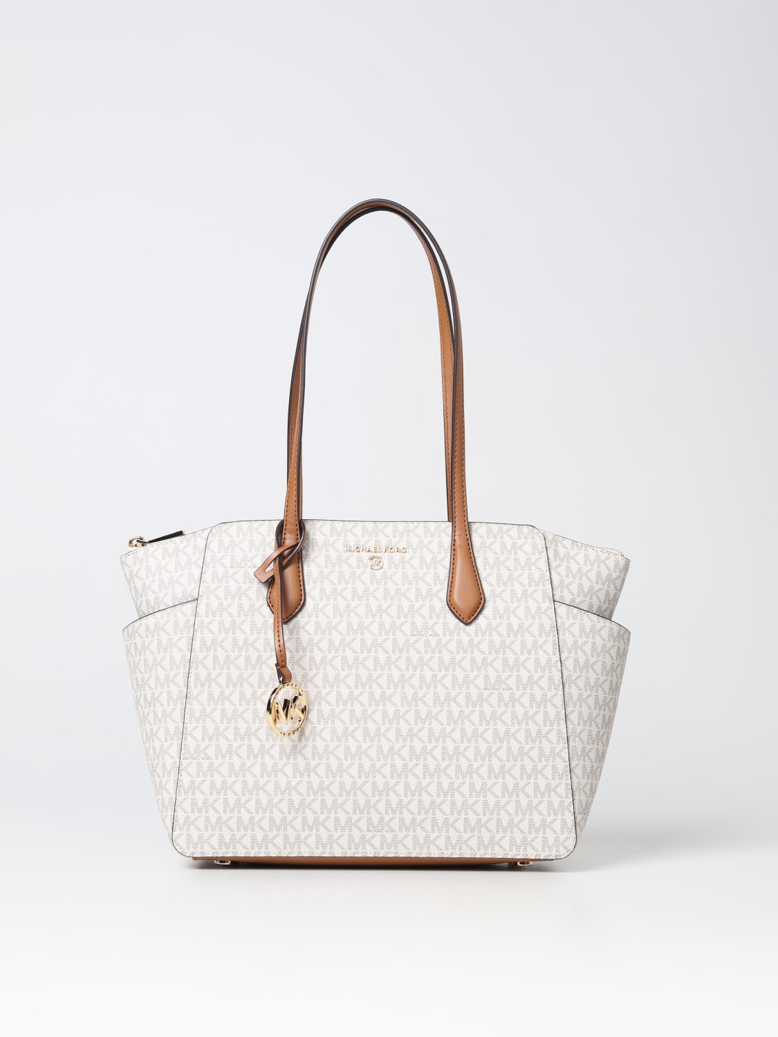 MICHAEL Michael Marylin bag in coated fabric with all over monogram - Cream Michael Kors tote bags online at GIGLIO.COM