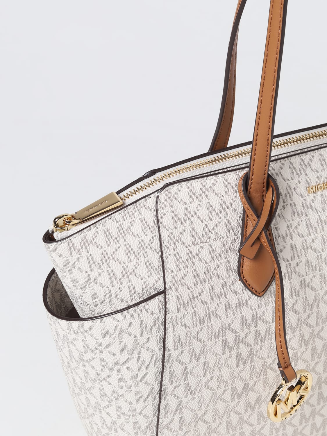 MICHAEL Michael Marylin bag in coated fabric with all over monogram - Cream Michael Kors tote bags online at GIGLIO.COM
