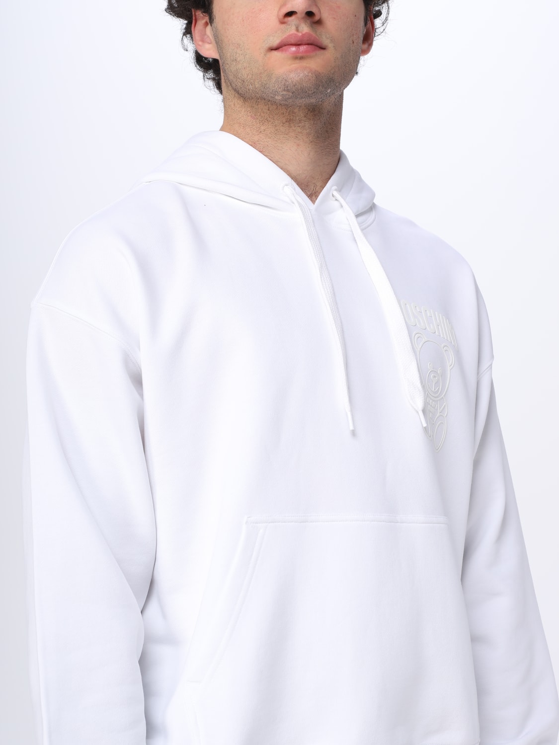 Felpa Moschino Couture: Felpa Moschino Couture in cotone con logo texturizzato bianco 2