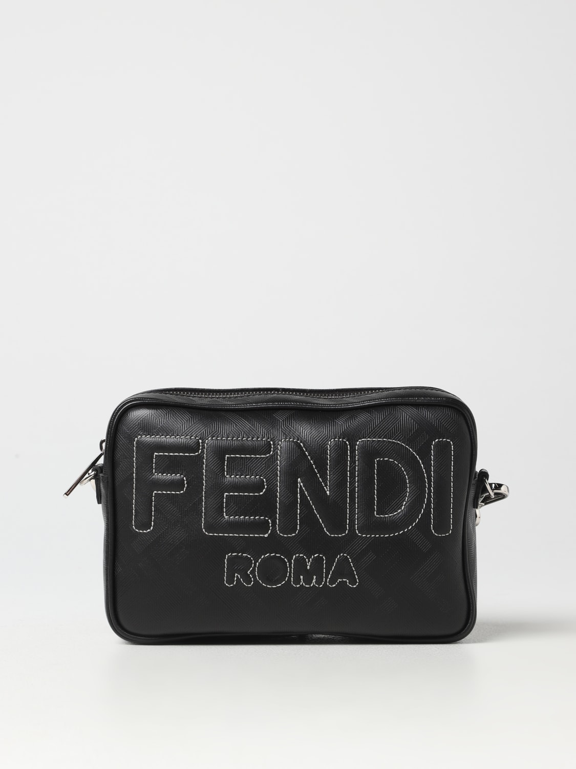Fendi Leather And Ff Fabric Clutch Bag for Men