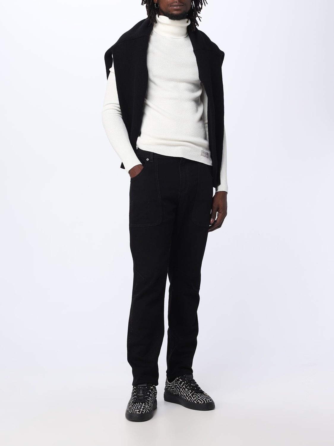 BALMAIN: jeans for man - Black | Balmain jeans BH1MG001DD71 online on ...