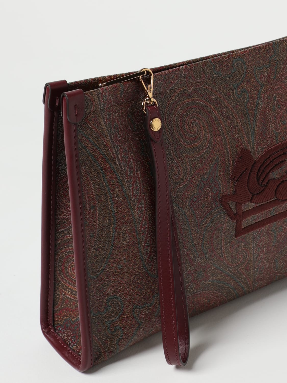 logo-detail zipped clutch bag, ETRO