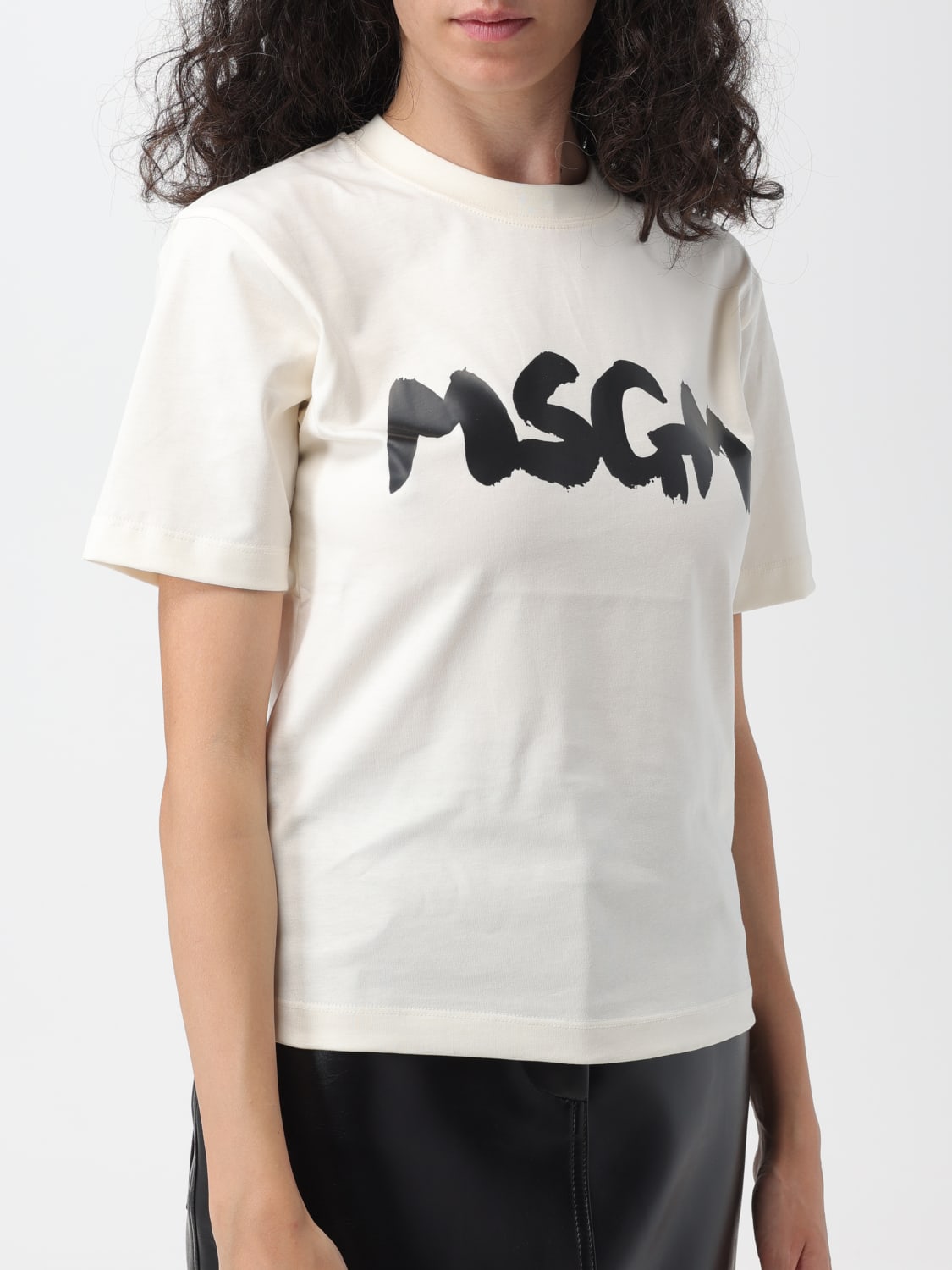 MSGM：Tシャツ レディース - イエロークリーム | GIGLIO.COMオンライン ...
