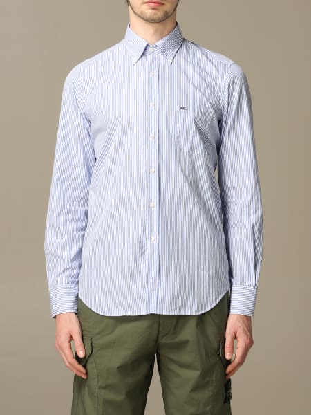 XC shirt in micro-striped washed cotton