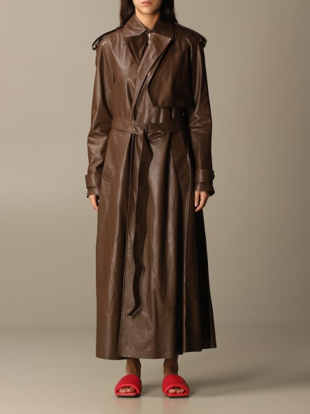 Trench in pelle con cintura Bottega Veneta