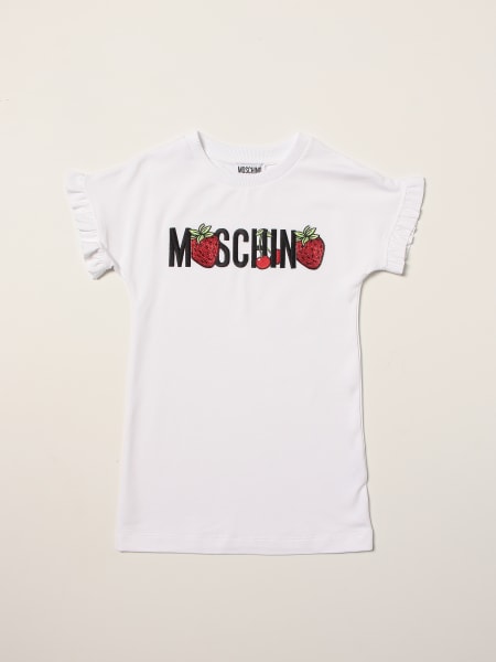 Kids designer clothes: Moschino Kid dress with strawberry print