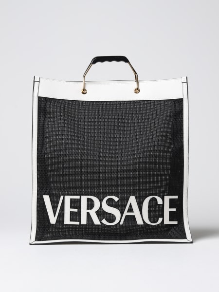 Borsa Versace in tessuto a rete e pelle