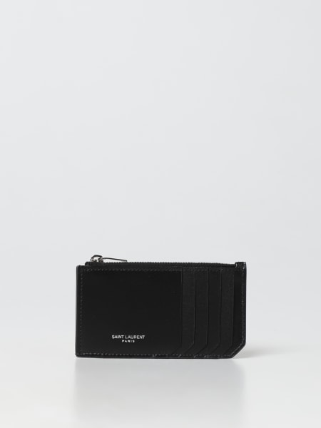 Saint Laurent Fragments brushed leather cardholder