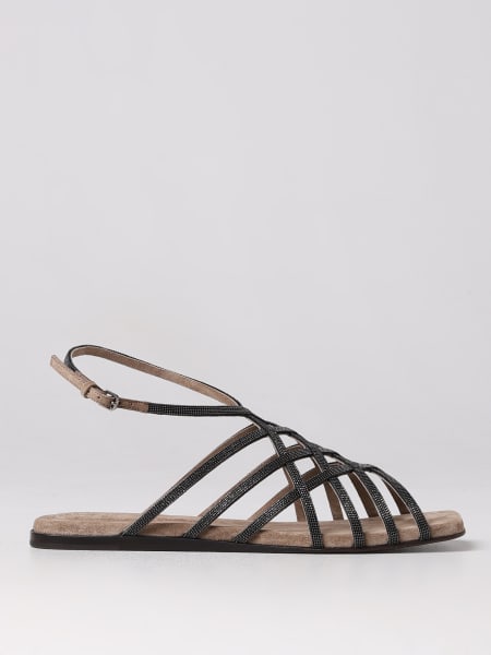 Brunello cucinelli sandal in leather with jewel