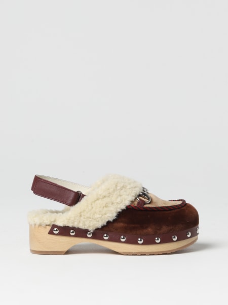 Gucci clog in velvet and wool with horsebit