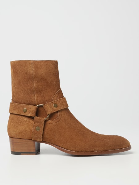 Saint Laurent boots: Saint Laurent Wyatt 40 Harness suede ankle boots