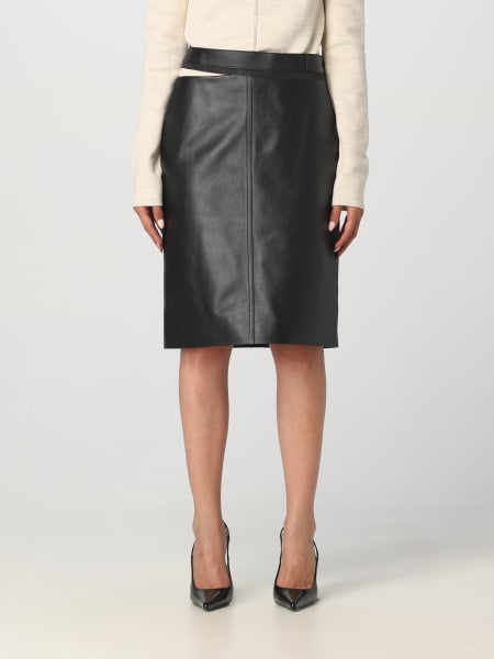 Fendi midi leather skirt