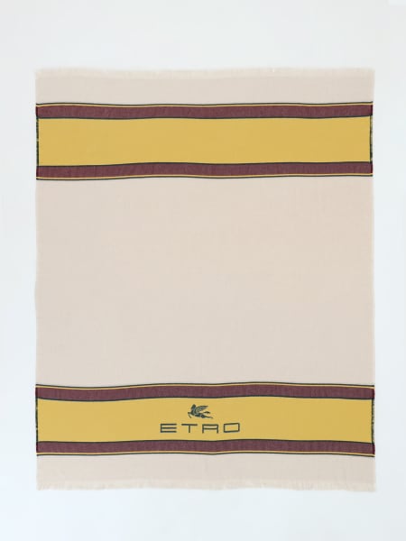 Etro Home wool blanket with jacquard logo