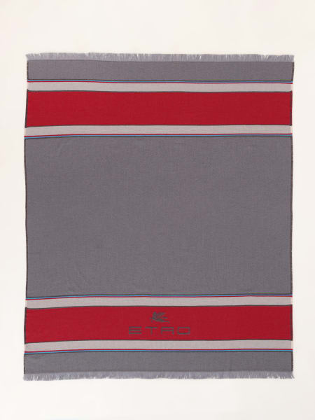 Etro Home wool blanket with jacquard logo