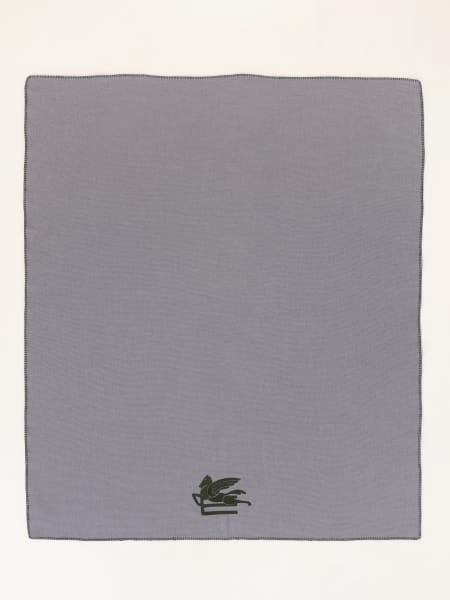 Etro Home wool blanket with embroidered Pegasus