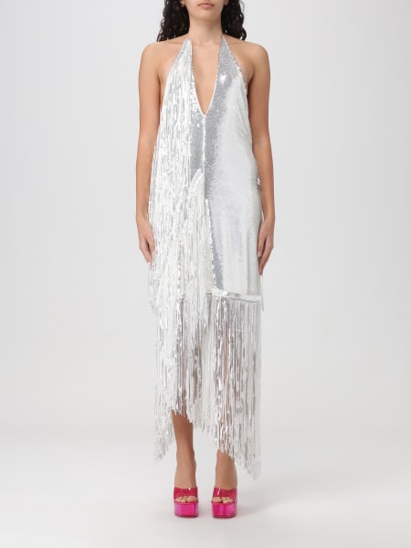 White dress: Rotate midi dress with sequins and fringes