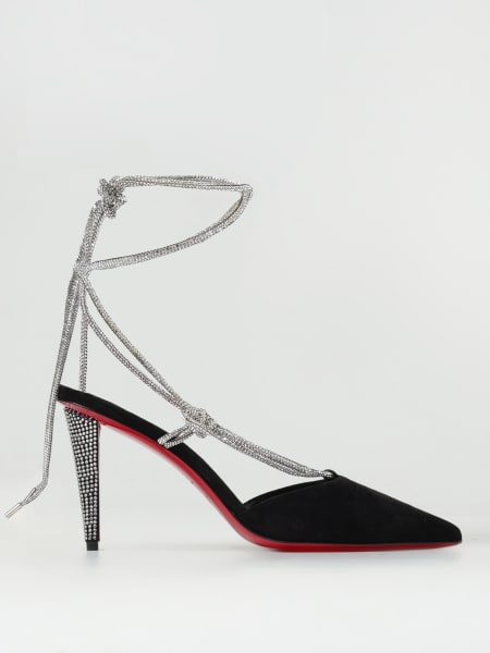 Christian Louboutin mules in suede with rhinestones