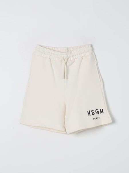 MSGM Kids Parachute cotton bermuda shorts - 013 CREAMA/CREAM