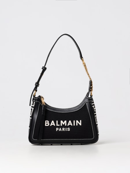 Borsa B-Army Balmain in pelle e canvas jacquard