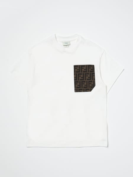 T-shirt di cotone Fendi Kids con toppa FF