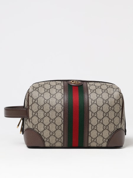 Porta necessaire Savoy Gucci in tessuto GG Supreme e pelle a grana