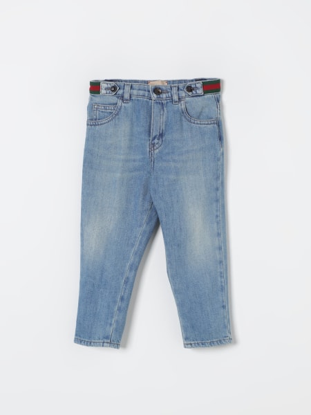 Jeans Gucci in denim con fasce Web